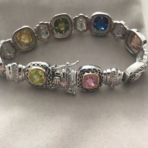 Women’s Silver and Faux Gemstone Bracelet